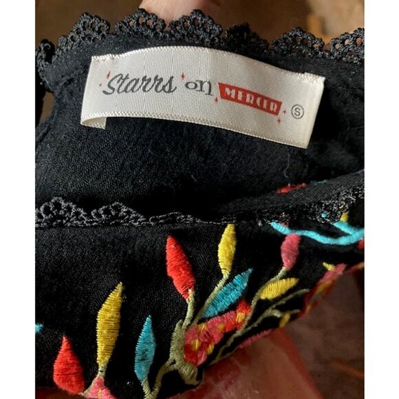 Black Floral Embroidered Blouse - Starrs on Mercer - Size S - Picture 8 of 8